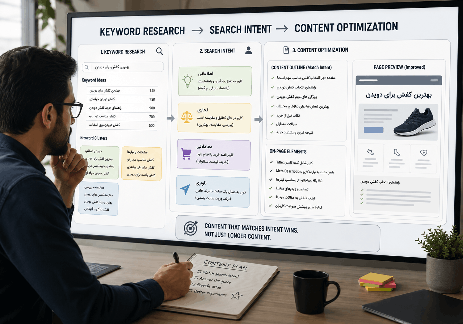 تحقیق کلمات کلیدی و تطبیق Search Intent با محتوای صفحات سایت